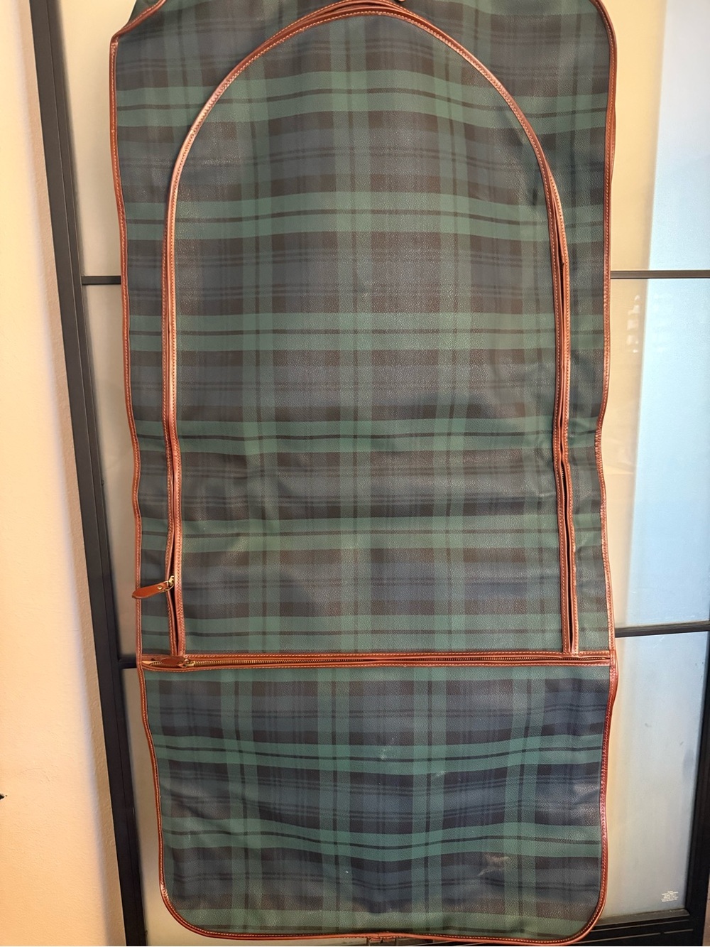 Vintage Polo Ralph Lauren Black Watch Plaid Garment Bag Hanger Luggage Tag Brush - Picture 3 of 7